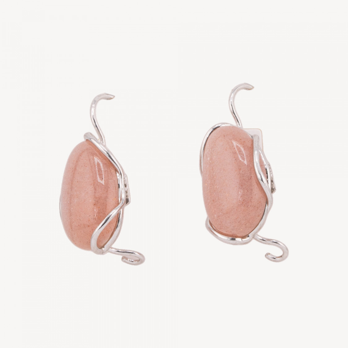 Pendientes de plata 925 fabricados en Italia con piedra lunar rosa bañada en plata-PLATA 925 DISEÑO ITALIA | Worldofjewel.com