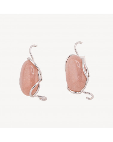 Orecchini Di Argento 925 Made in ITALY Argentato Pietra Di Luna Rosa-SILVER 925 DESIGN ITALY | Worldofjewel.com
