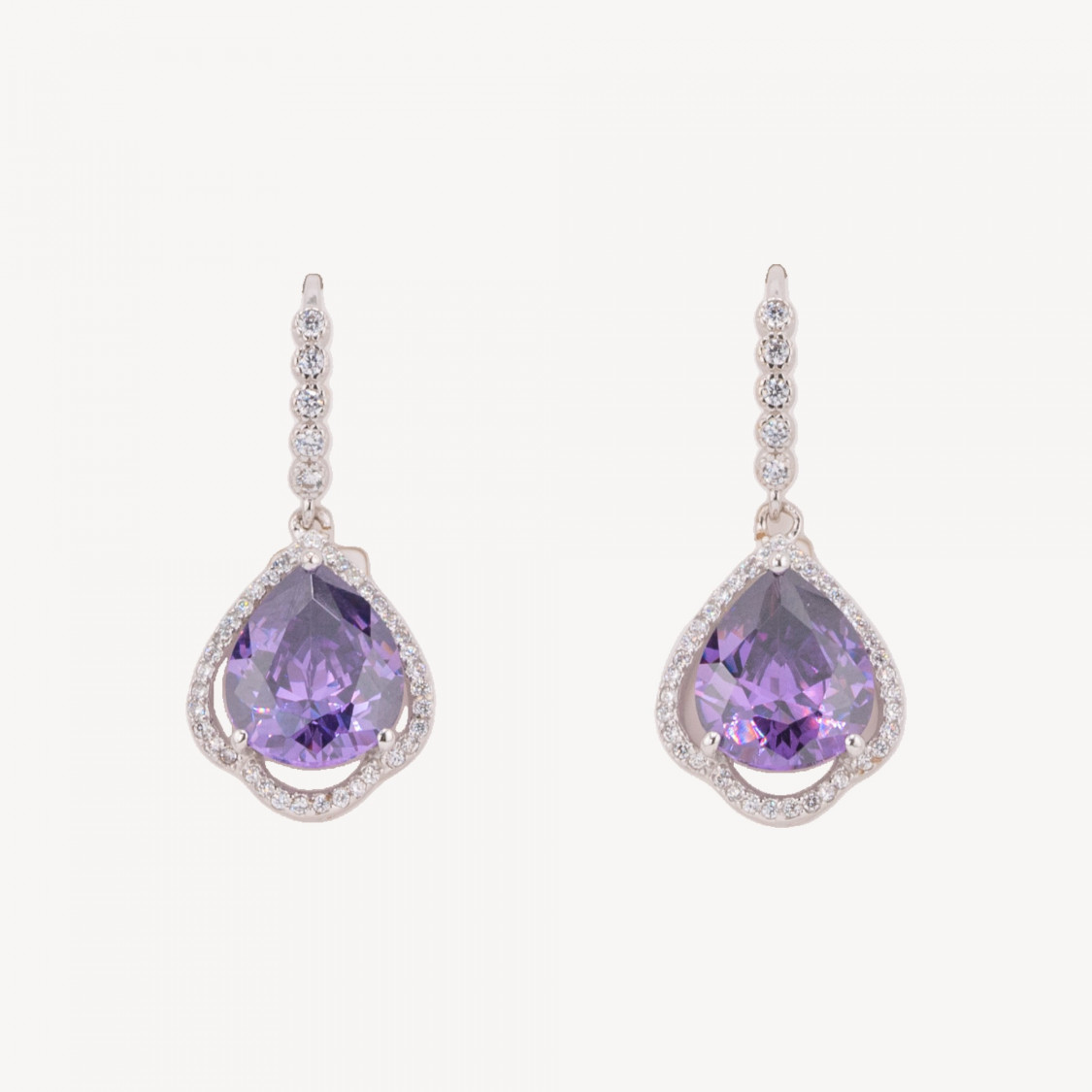 925 Silver Earrings Made in ITALY Purple-SILVER 925 DESIGN ITALY | Worldofjewel.com