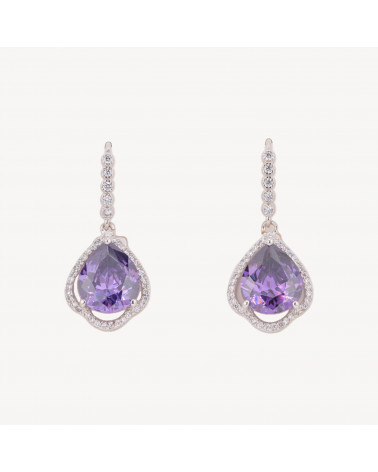 925 Silver Earrings Made in ITALY Purple-SILVER 925 DESIGN ITALY | Worldofjewel.com