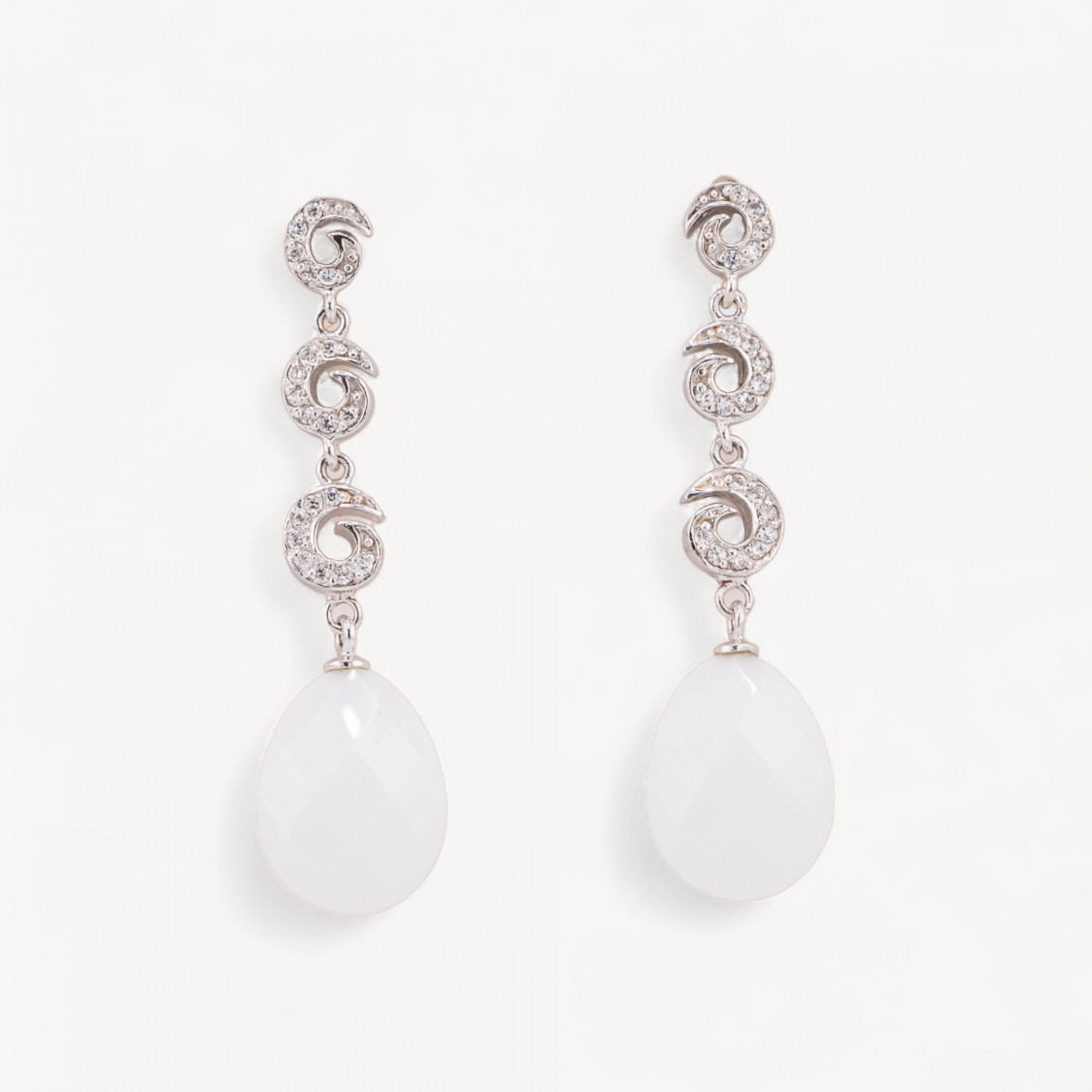 Boucles d'oreilles en argent 925 blanches, fabriquées en Italie-ARGENT 925 DESIGN ITALIE | Worldofjewel.com