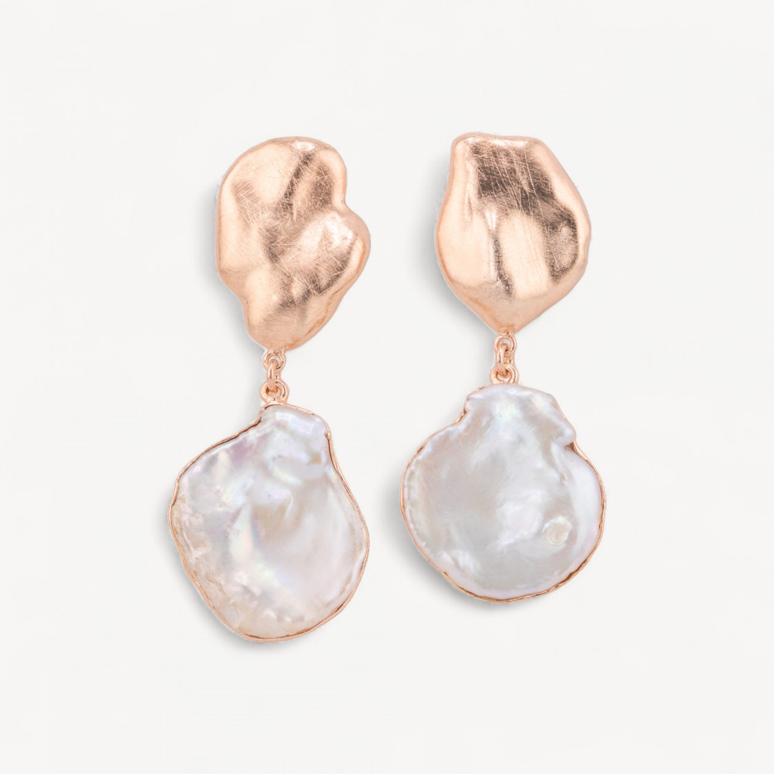 Orecchini Di Argento 925 Made in ITALY Con Perle Di Fiume Oro Rosa-SILBER 925 DESIGN ITALIEN | Worldofjewel.com