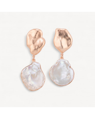 Orecchini Di Argento 925 Made in ITALY Con Perle Di Fiume Oro Rosa-SILBER 925 DESIGN ITALIEN | Worldofjewel.com