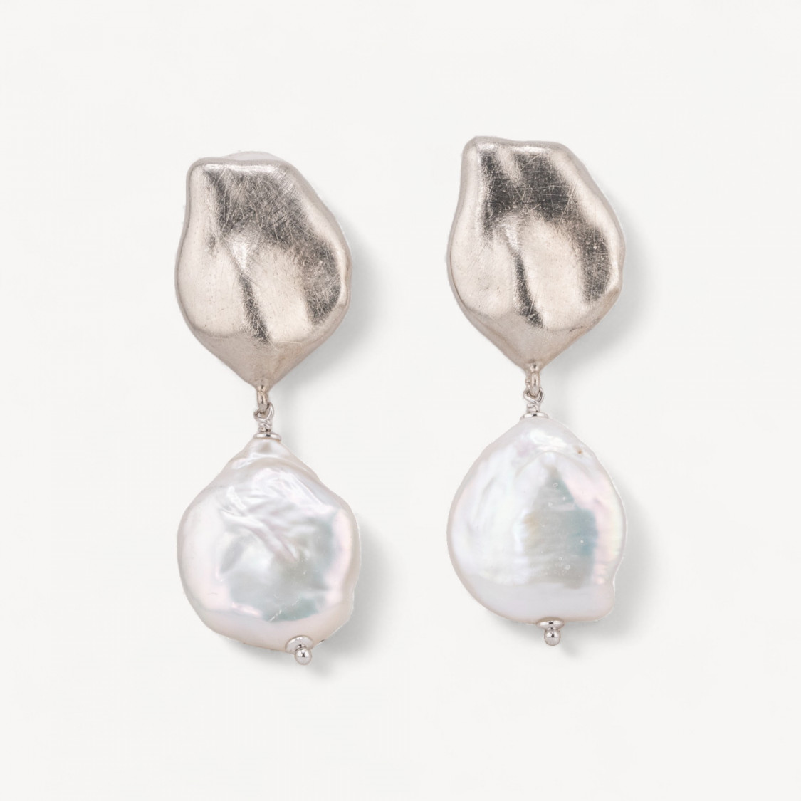 Ohrringe aus 925er Sterlingsilber, hergestellt in Italien, mit rhodinierten Flussperlen-SILBER 925 DESIGN ITALIEN | Worldofjewel.com