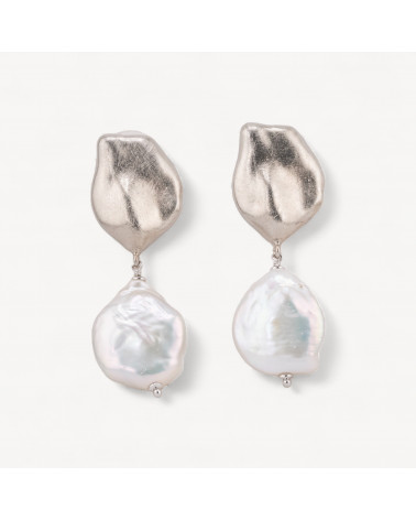 Orecchini Di Argento 925 Made in ITALY Con Perle Di Fiume Rodiato-SILBER 925 DESIGN ITALIEN | Worldofjewel.com