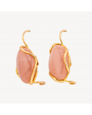 Orecchini Di Argento 925 Made in ITALY Dorato Pietra Di Luna Rosa-ARGENT 925 DESIGN ITALIE | Worldofjewel.com