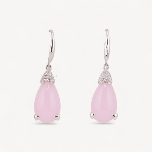 925 Silver Earrings Made in Italy Pink