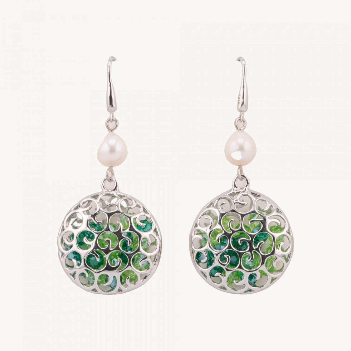 Boucles d'oreilles en argent 925 fabriquées en Italie, vertes-ARGENT 925 DESIGN ITALIE | Worldofjewel.com