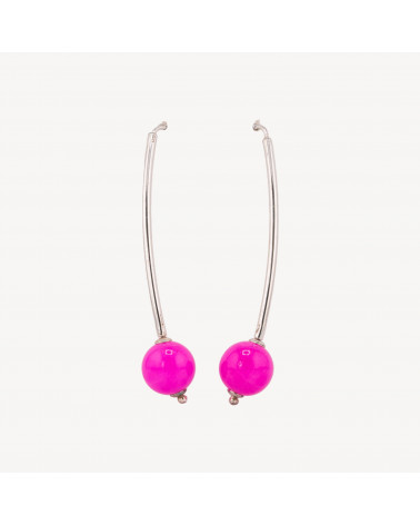 Orecchini Di Argento 925 Monachella Lunga Rodiato Con Giada Coreana Rosa Shocking 12x65mm-ΑΣΗΜΙ 925 ΣΧΕΔΙΟ ΙΤΑΛΙΑ | Worldofjewel.com
