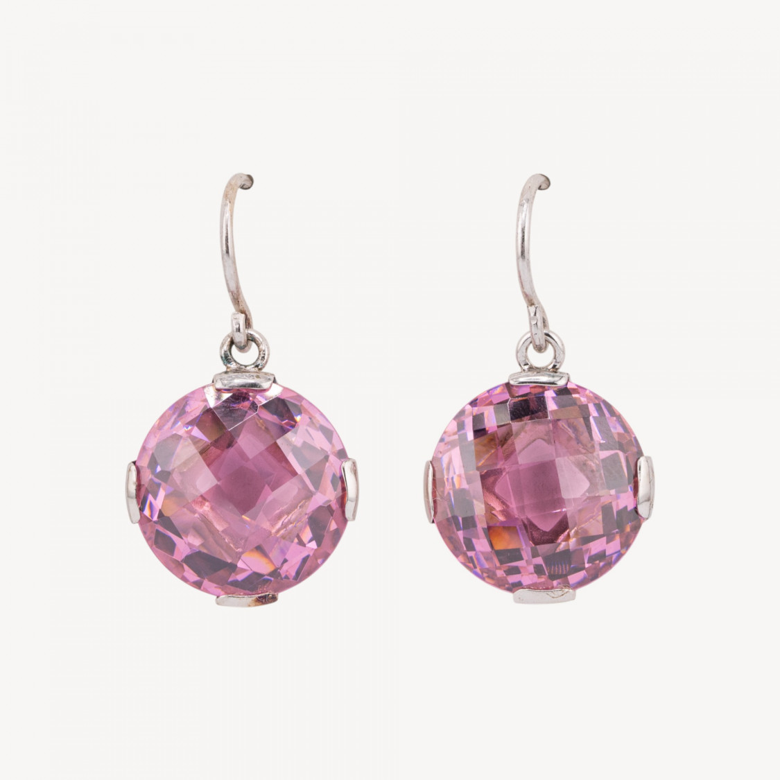 Orecchini A Monachella Di Argento 925 Con Cristalli Rosa CZ 17x30mm-ARGENTO 925 DESIGN ITALY | Worldofjewel.com
