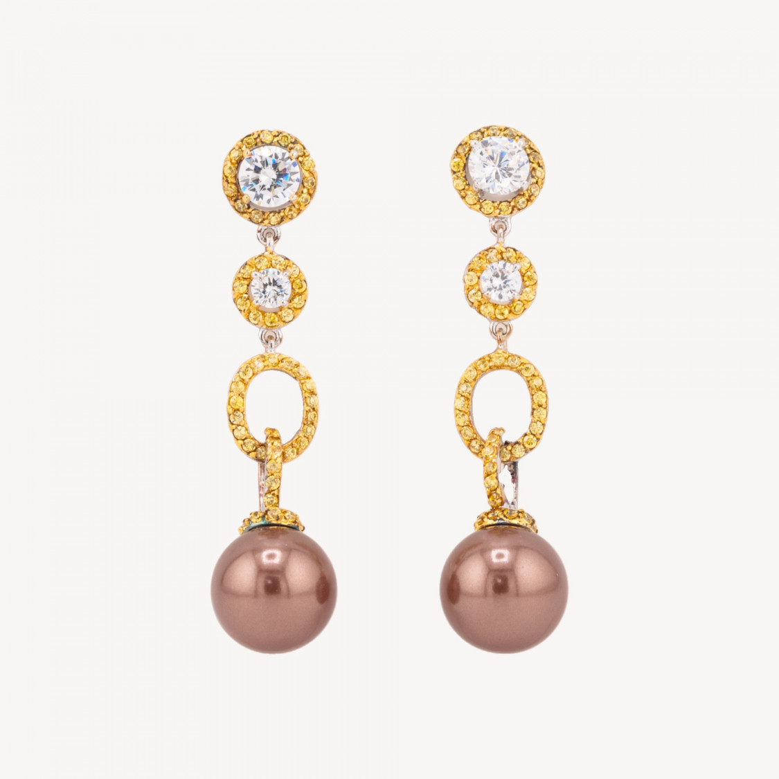 Orecchini A Perno Di Argento 925 Incastonati A Catena E Perle Di Maiorca-ARGENTO 925 DESIGN ITALY | Worldofjewel.com