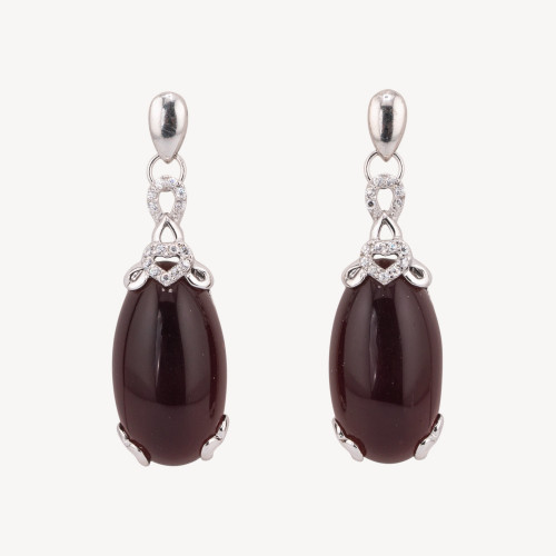 Boucles d'oreilles en argent 925, fabriquées en Italie, marron