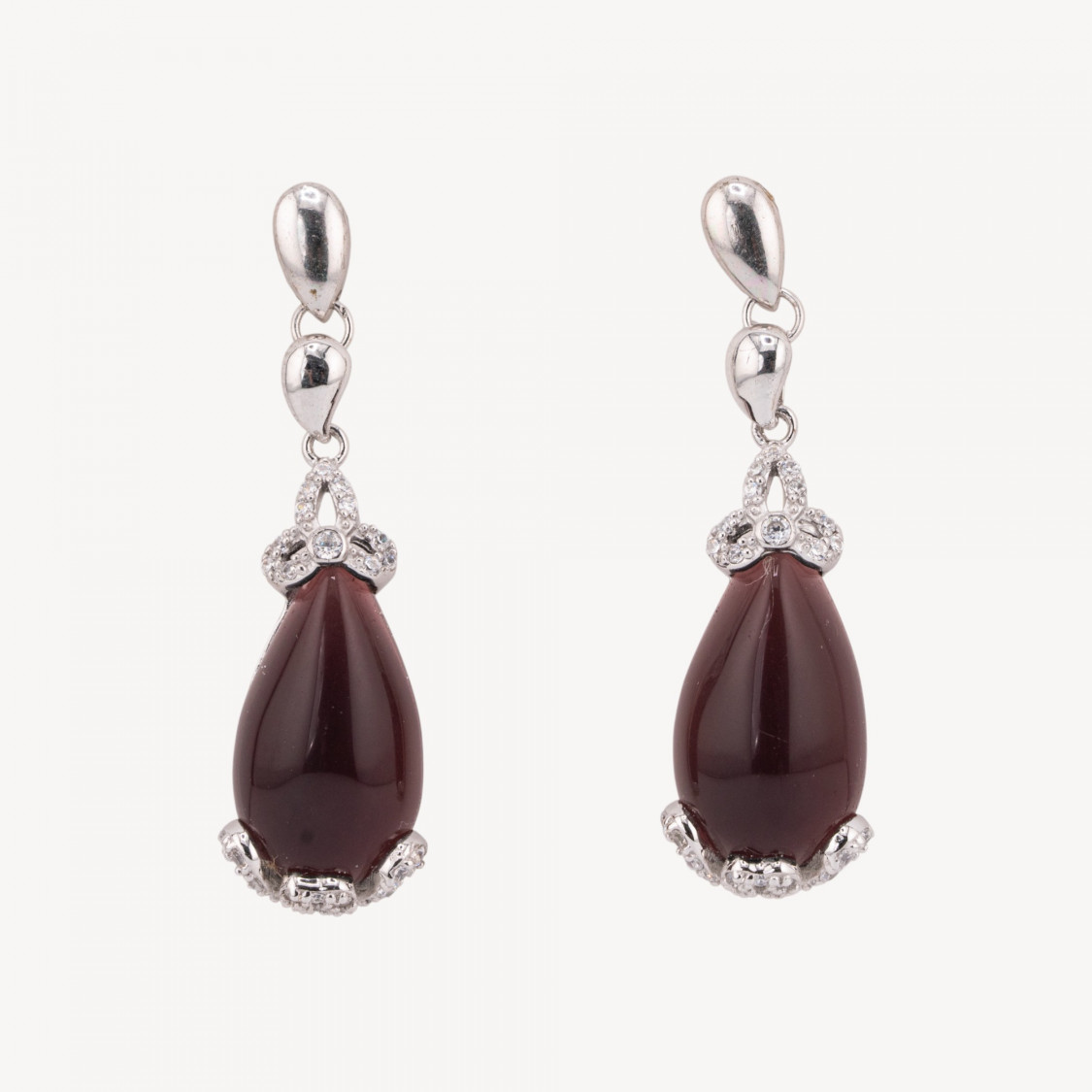 Boucles d'oreilles en argent 925 et rubis, fabriquées en Italie-ARGENT 925 DESIGN ITALIE | Worldofjewel.com
