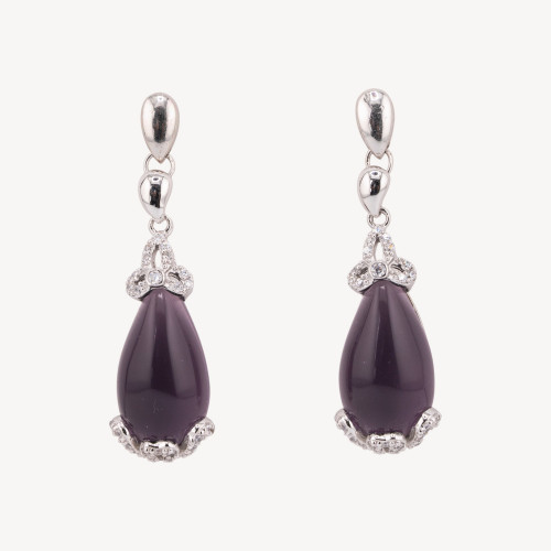 Boucles d'oreilles en argent 925 fabriquées en Italie, violettes