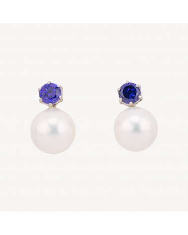 Orecchini A Perno Di Argento 925 Punto Luce Con Perle Di Maiorca 12x20mm-ARGENTO 925 DESIGN ITALY | Worldofjewel.com