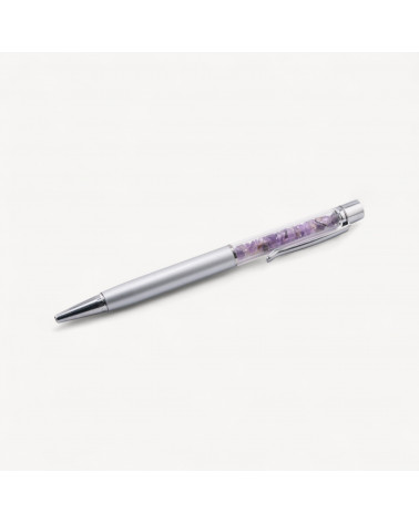 Penna A Sfera Con Pietre Semipreziose Naturali Ametista-OGGETTISTICA CON MINERALI NATURALI CRISTALLOTERAPIA | Worldofjewel.com