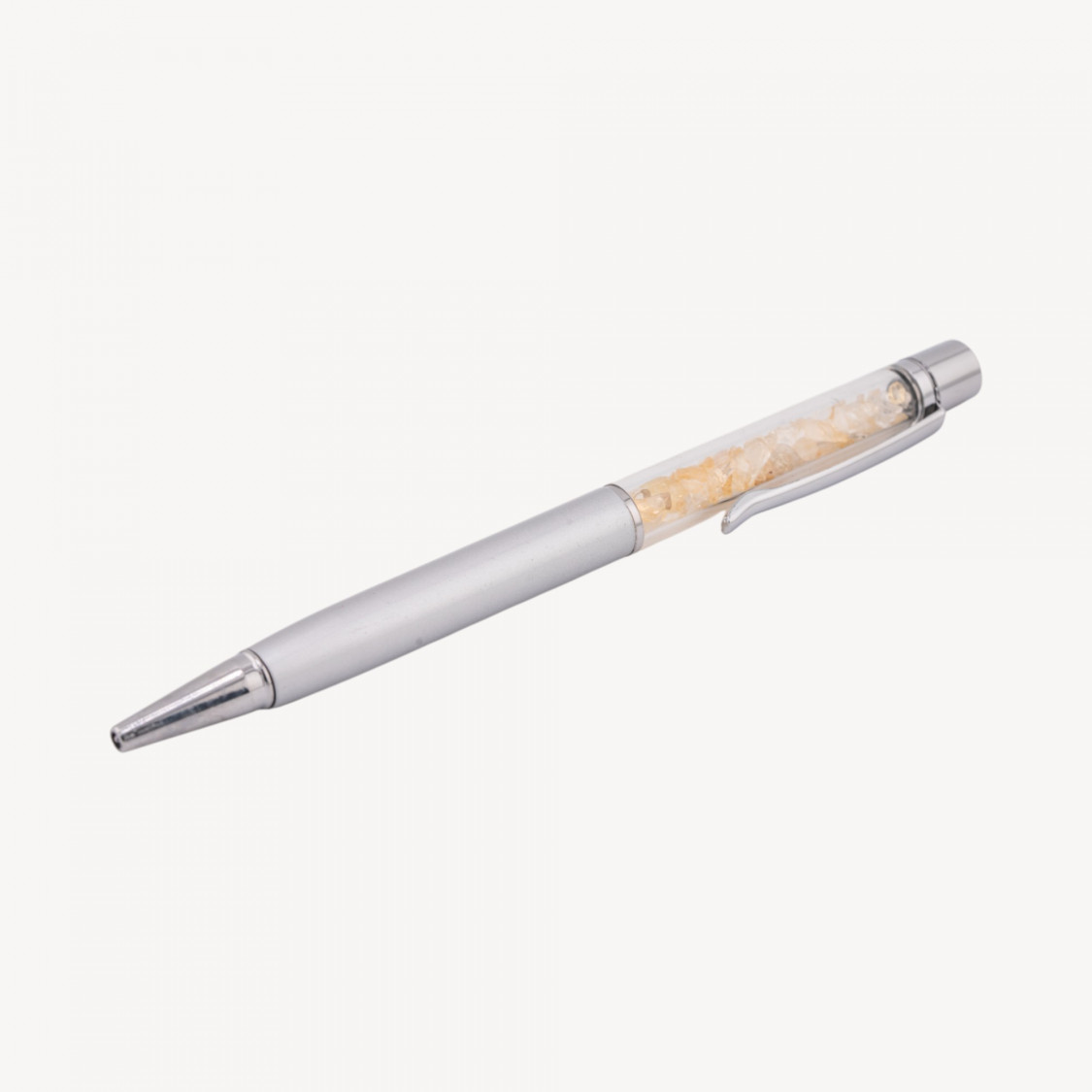 Penna A Sfera Con Pietre Semipreziose Naturali Quarzo Citrino-OGGETTISTICA CON MINERALI NATURALI CRISTALLOTERAPIA | Worldofjewel.com