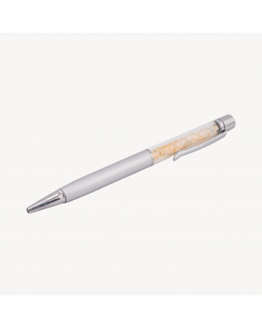Penna A Sfera Con Pietre Semipreziose Naturali Quarzo Citrino-OGGETTISTICA CON MINERALI NATURALI CRISTALLOTERAPIA | Worldofjewel.com