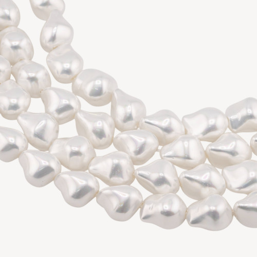 Perles baroques blanches de Majorque en forme de goutte, 12 x 16 mm