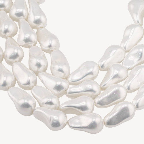 White Mallorca Baroque Drop Pearls 13x22mm