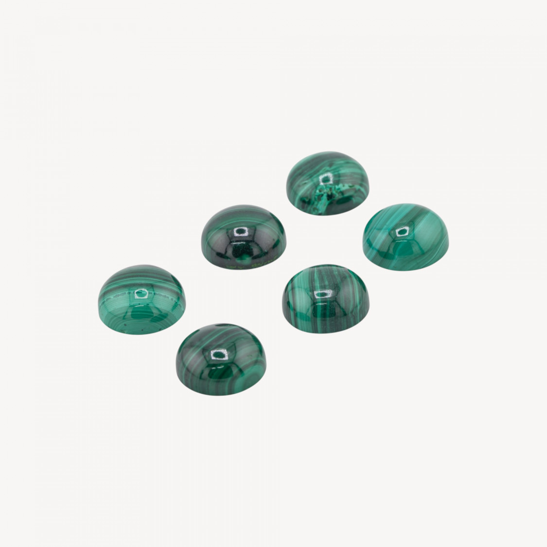 Cabochon Di Malachite Tondo 8mm 10pz-CABOCHON AUS HARTEN STEINEN | Worldofjewel.com