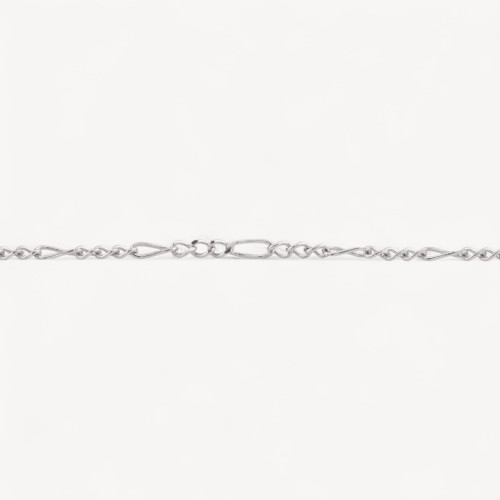 Chaîne en argent 925 vendue au mètre, 3 goumettes + 1 ovale de 2 mm, 50 cm, plaquée rhodium