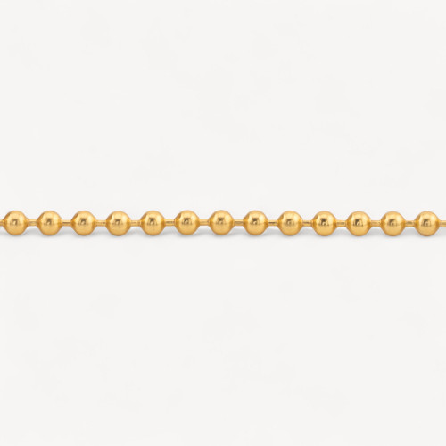 Catena A Metraggio Di Argento 925 con Palline 3mm 1 Metro Dorato