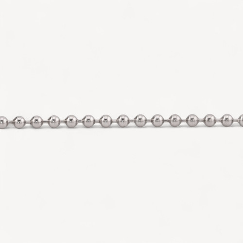 Catena A Metraggio Di Argento 925 con Palline 3mm 1 Metro Rodiato