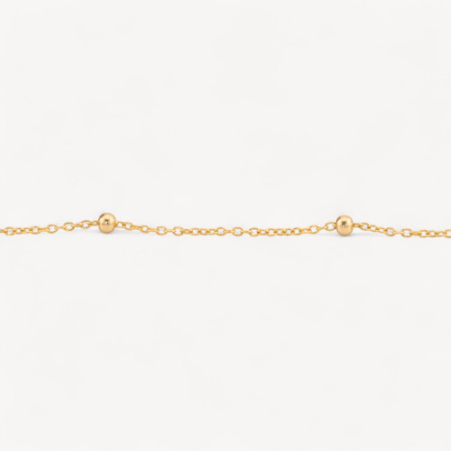 925er Silberkette pro Meter, 1,2 mm Ankerkette mit 2,5 cm Abstand und 2,5 mm Kugeln, 1 Meter, vergoldet