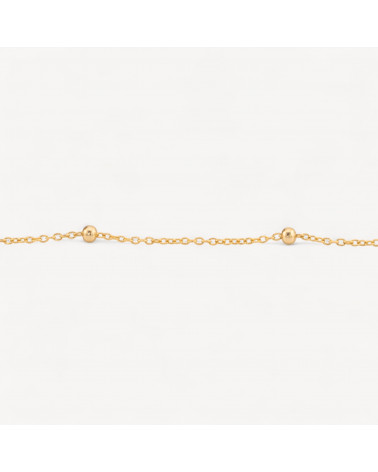 Catena A Metraggio Di Argento 925 Forzatina da 1,2mm e Intervallo da 2,5cm con Palline 2,5mm 1 Metro Dorato-CATENE IN ARGENTO 925 | Worldofjewel.com