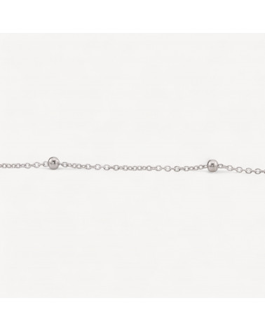 Catena A Metraggio Di Argento 925 Forzatina da 1,2mm e Intervallo da 2,5cm con Palline 2,5mm 1 Metro Rodiato-CATENE IN ARGENTO 925 | Worldofjewel.com