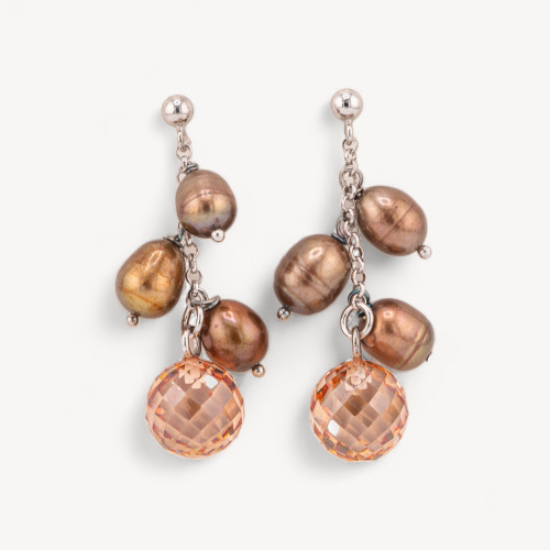 Colgante de Plata 925 con Circonitas y Perlas de Río Redondas de 23 mm