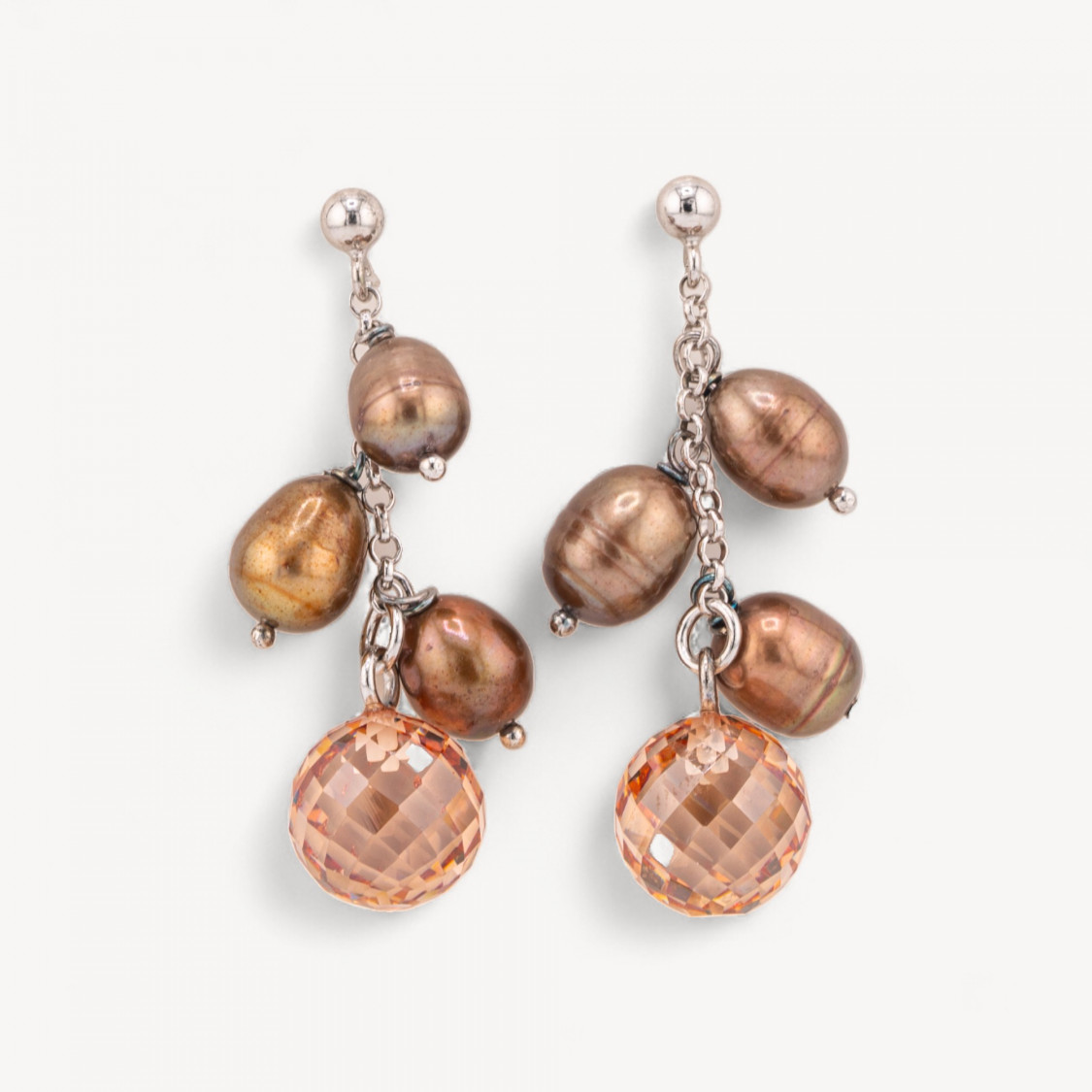 Ciondolo Pendente Di Argento 925 Con Zirconi E Perle Di Fiume Tondo 23mm-SOCKEL FÜR ANHÄNGER | Worldofjewel.com