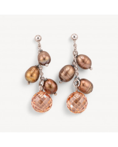 Ciondolo Pendente Di Argento 925 Con Zirconi E Perle Di Fiume Tondo 23mm-SOCKEL FÜR ANHÄNGER | Worldofjewel.com