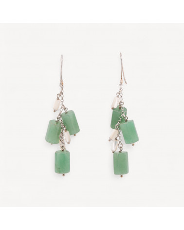 Orecchini A Monachella Di Argento 925 Con Avventurina Verde E Madreperla 20x78mm-ARGENT 925 FANTAISIE | Worldofjewel.com