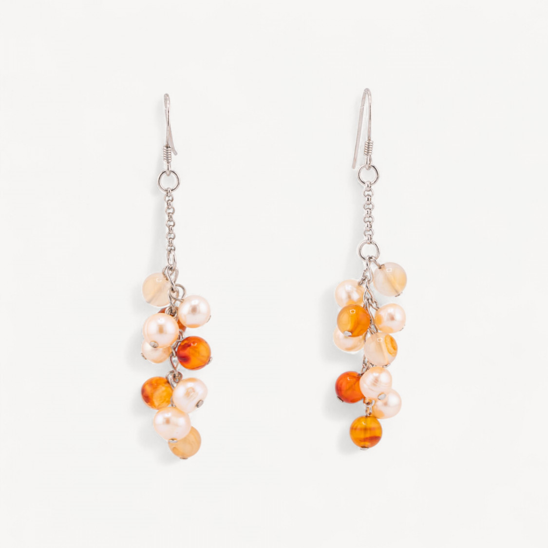 Orecchini A Monachella Di Argento 925 Con Perle Di Fiume 16x66mm Corniola-ARGENT 925 DESIGN ITALIE | Worldofjewel.com