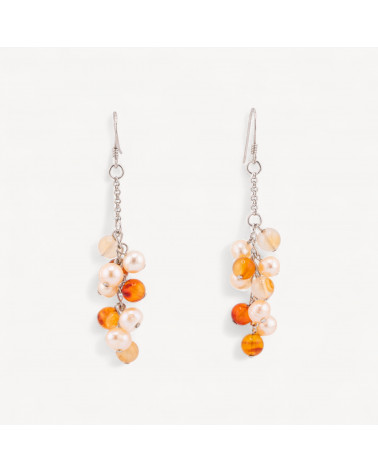 Orecchini A Monachella Di Argento 925 Con Perle Di Fiume 16x66mm Corniola-ARGENT 925 DESIGN ITALIE | Worldofjewel.com