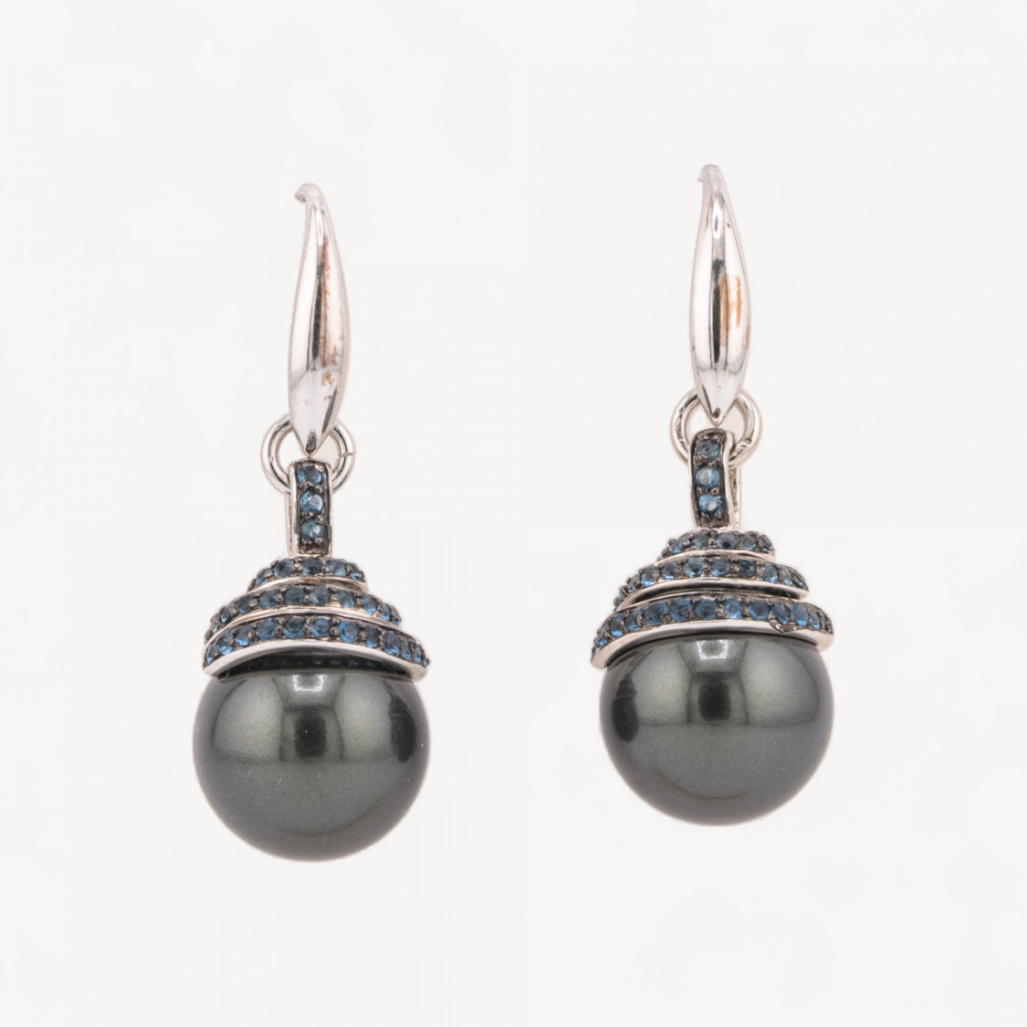 Orecchini A Monachella Di Argento 925 E Perle Di Maiorca con Zirconi A Spirale 12x35mm-ARGENT 925 FANTAISIE | Worldofjewel.com