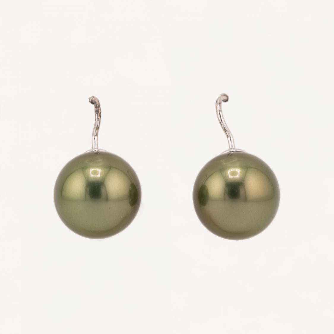 Orecchini A Monachella Di Argento 925 Placcato Oro E Perle Di Maiorca Verde Acido 14x25mm-SILBER 925 DESIGN ITALIEN | Worldofjewel.com