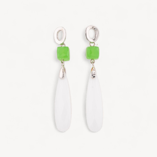 Boucles d'oreilles puces en argent 925 avec zirconiums cubiques et zirconiums 10x67mm