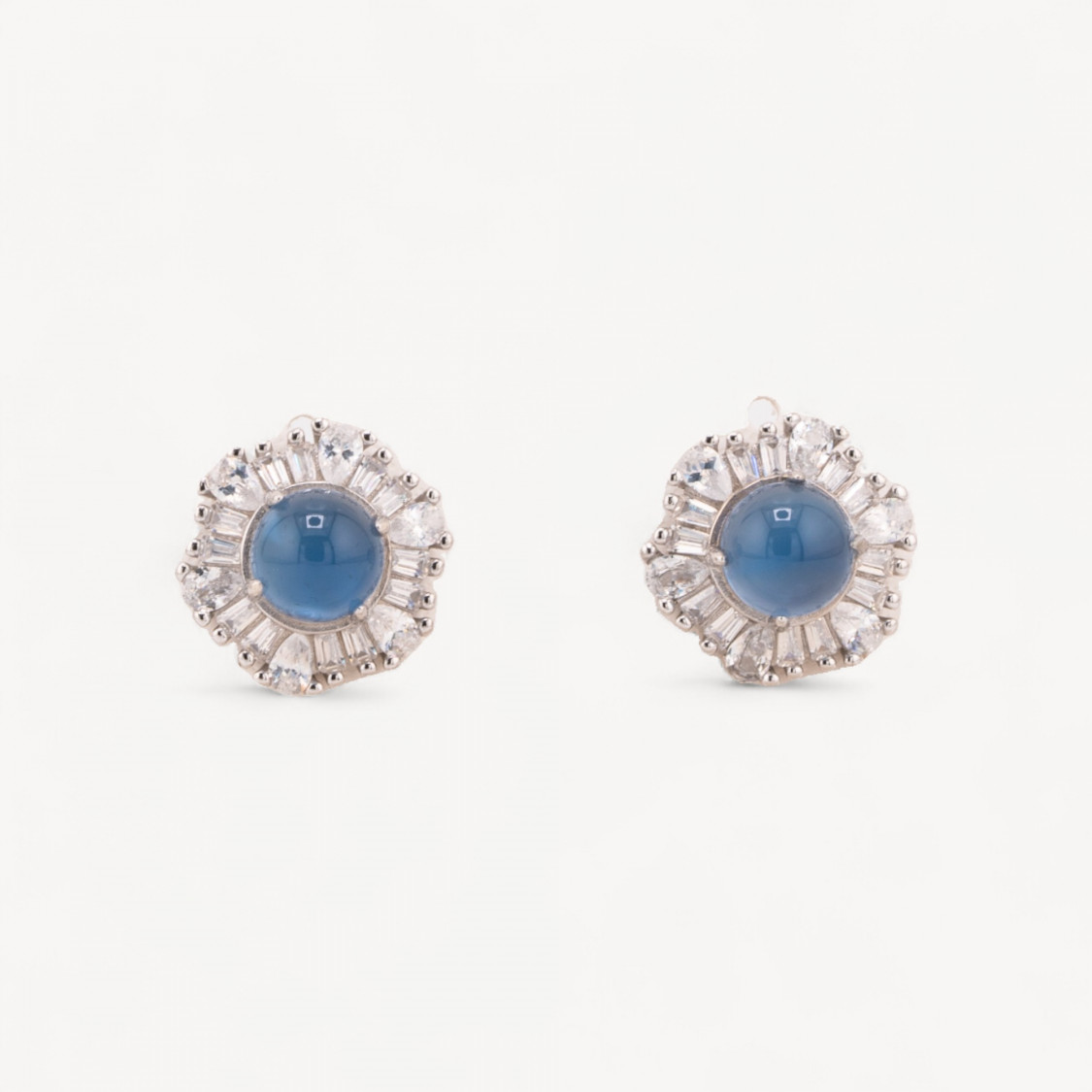 Orecchini Di Argento 925 A Castone 1 Coppia Blu-925 SILBER LUXE OHRRINGE | Worldofjewel.com
