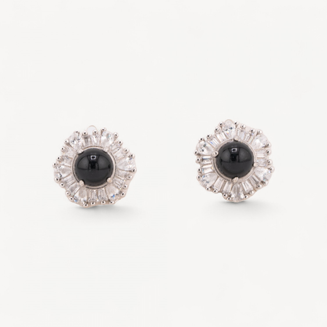 Orecchini Di Argento 925 A Castone 1 Coppia Nero-BOUCLES D'OREILLES DE LUXE EN ARGENT 925 | Worldofjewel.com