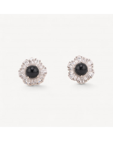 Orecchini Di Argento 925 A Castone 1 Coppia Nero-BOUCLES D'OREILLES DE LUXE EN ARGENT 925 | Worldofjewel.com