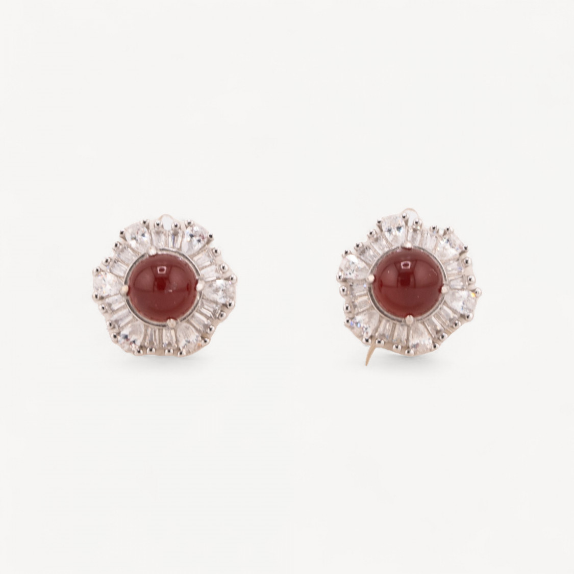 Orecchini Di Argento 925 A Castone 1 Coppia Rosso-BOUCLES D'OREILLES DE LUXE EN ARGENT 925 | Worldofjewel.com