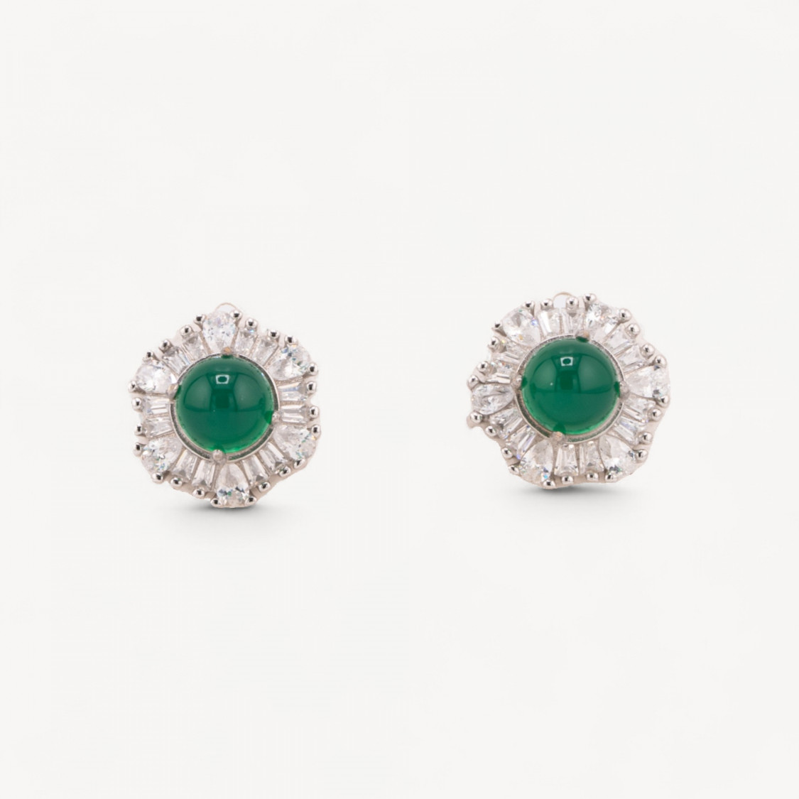 Orecchini Di Argento 925 A Castone 1 Coppia Verde-BOUCLES D'OREILLES DE LUXE EN ARGENT 925 | Worldofjewel.com