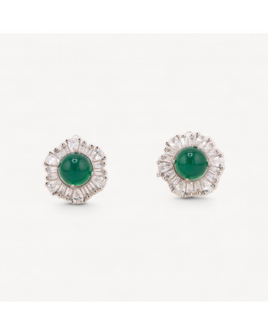 Orecchini Di Argento 925 A Castone 1 Coppia Verde-BOUCLES D'OREILLES DE LUXE EN ARGENT 925 | Worldofjewel.com
