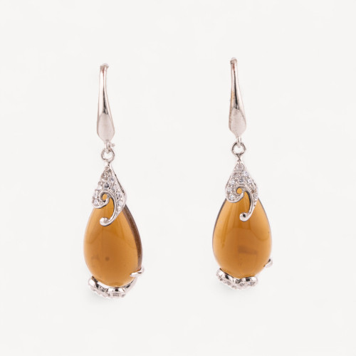 Boucles d'oreilles en argent 925 fabriquées en Italie, ambre