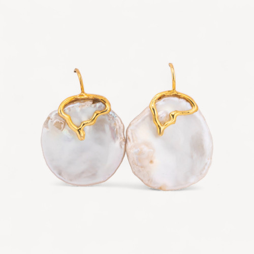 925 Silver Earrings Made in Italy with Golden River Pearls