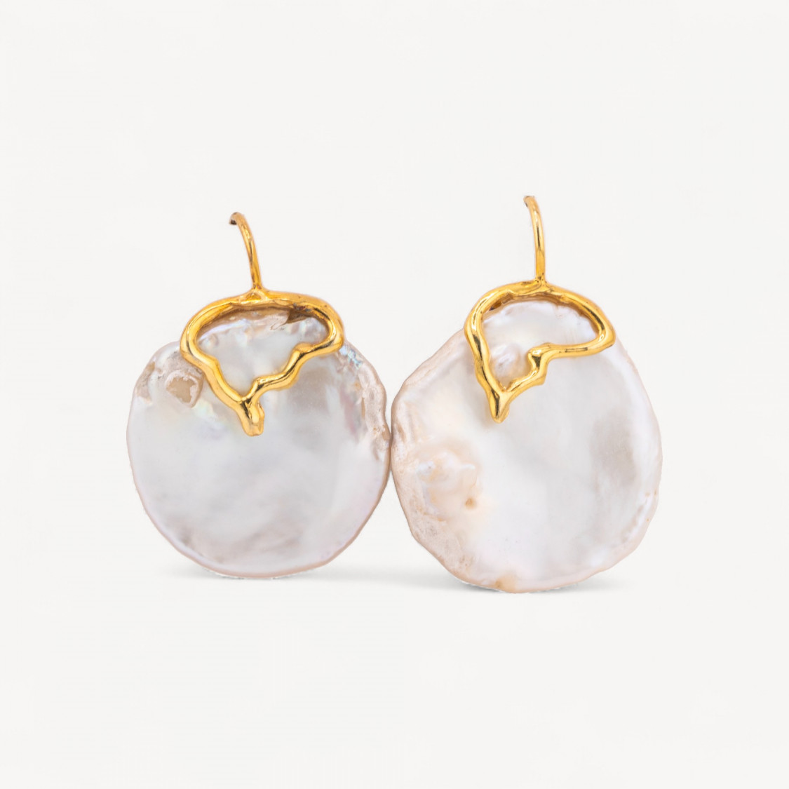 Orecchini Di Argento 925 Made in ITALY Con Perle Di Fiume Dorato-ARGENT 925 DESIGN ITALIE | Worldofjewel.com