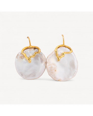 Orecchini Di Argento 925 Made in ITALY Con Perle Di Fiume Dorato-ARGENT 925 DESIGN ITALIE | Worldofjewel.com